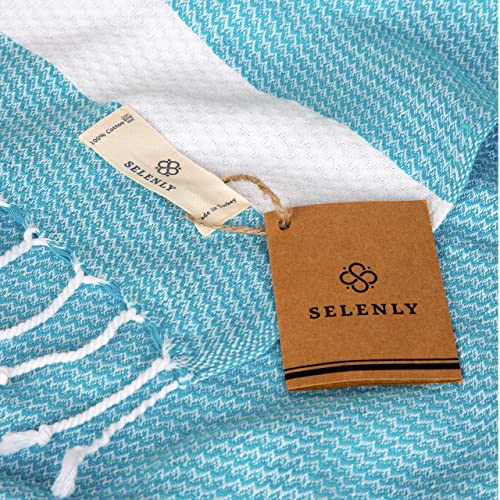 Selenly Turkish Beach and Bath Towels | 100% Cotton (Turquoise) - Selenly - Quick Dry Towel - Turkish Towel