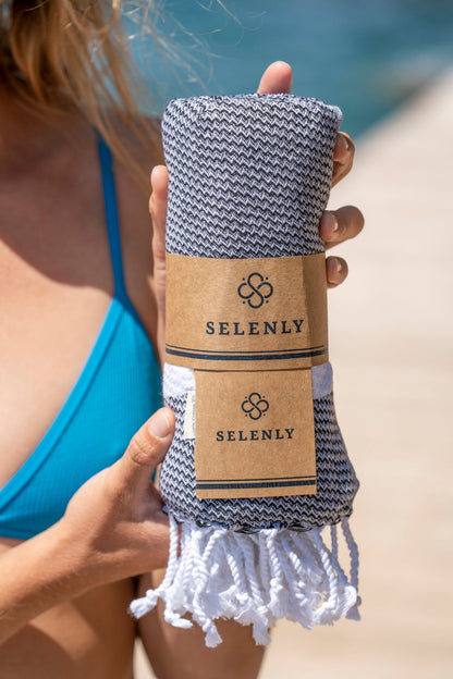 Selenly Turkish Towel | 100% Cotton - Black - Selenly - Home