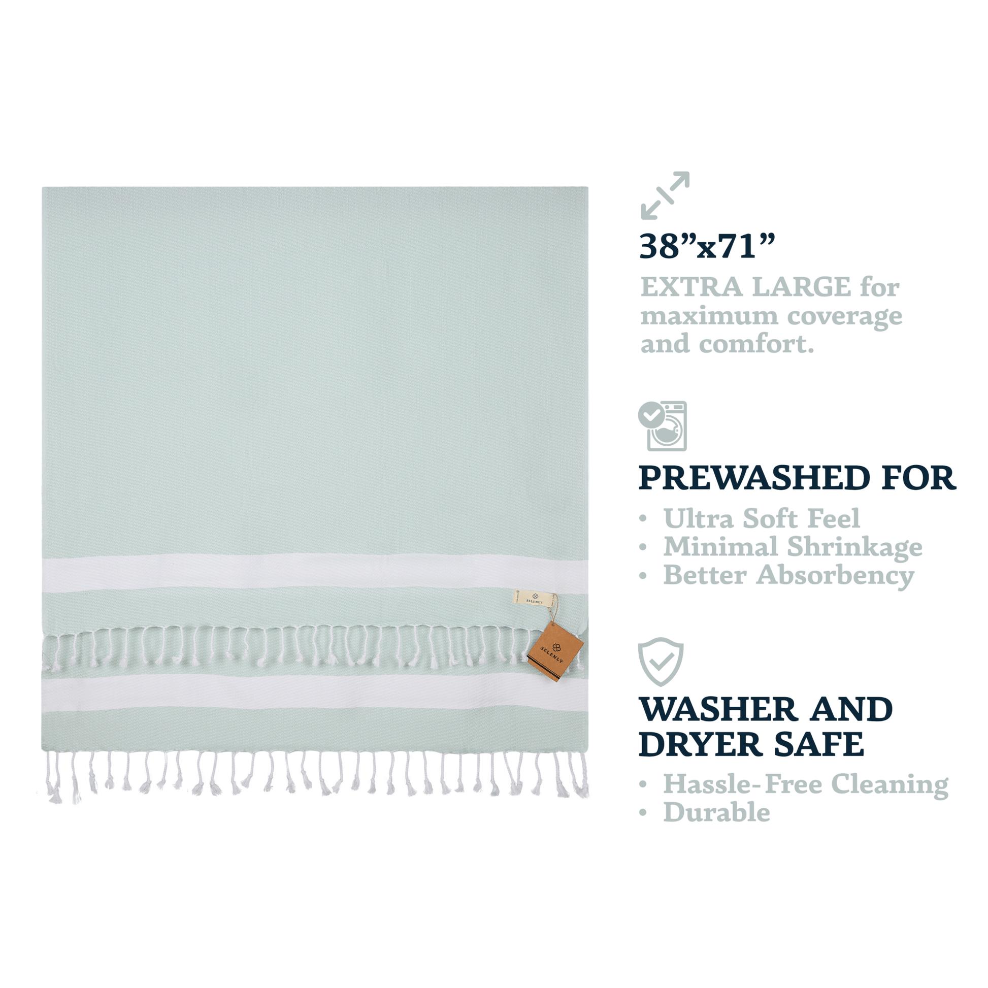 Selenly Turkish Towel | 100% Cotton - Mint - Selenly - Home