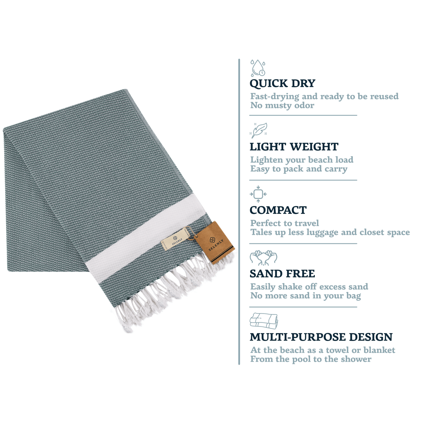 Selenly Turkish Towel | 100% Cotton - Petrol - Selenly - Home